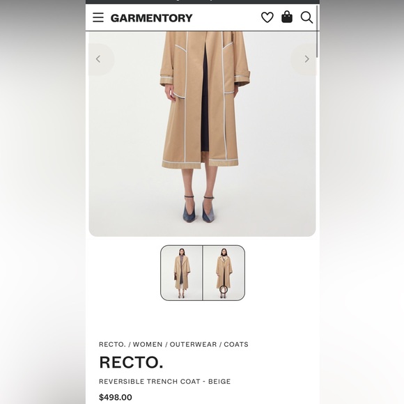 NWT Recto Reversible Trench Coat - Picture 3 of 5